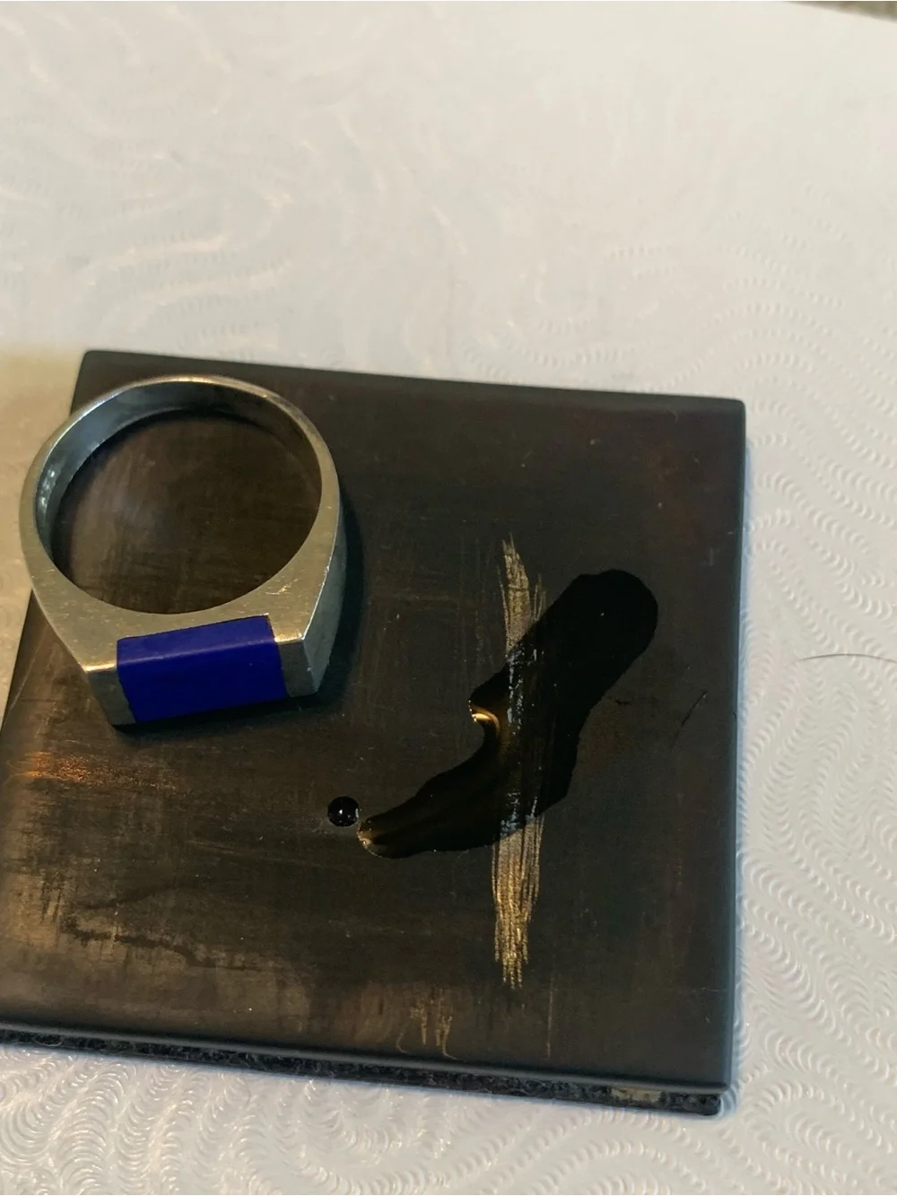 Sterling Silver Ring with Blue Inlay. So pretty size 8